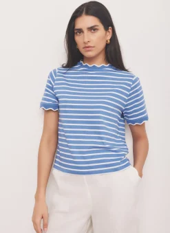 Hot Cotton Striped Scallop T-Shirt T-Shirts|T-Shirts