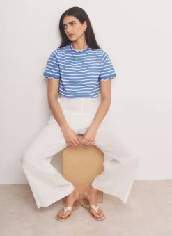 Hot Cotton Striped Scallop T-Shirt T-Shirts|T-Shirts