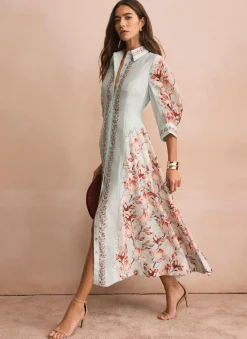 Online Floral Print Midi Shirt Dress Occasion Dresses|Occasion Dresses
