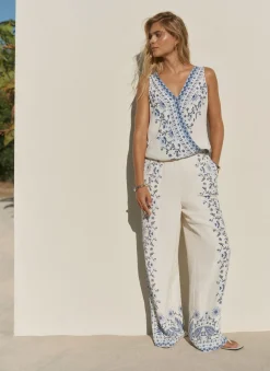 Sale Floral Print Wide Leg Trousers Wide Leg Trousers|Trousers