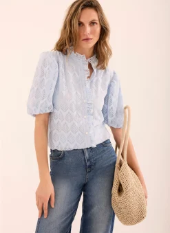 Jacquard Ruffle Blouse All Tops|Tops