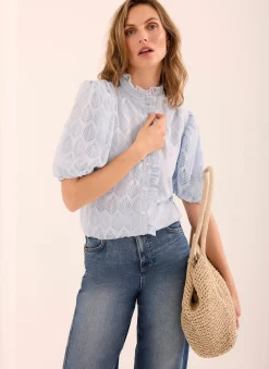 Jacquard Ruffle Blouse All Tops|Tops