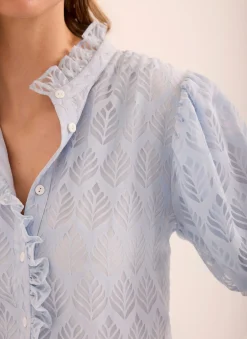 Jacquard Ruffle Blouse All Tops|Tops