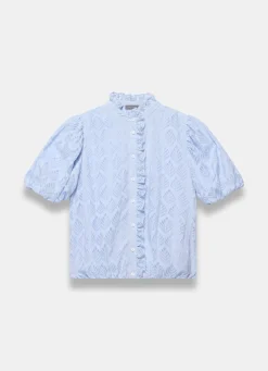 Jacquard Ruffle Blouse All Tops|Tops