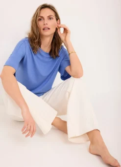 Online Linen Blend Boxy T-Shirt T-Shirts|T-Shirts