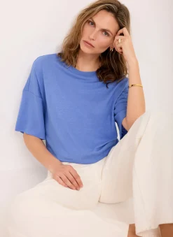 Online Linen Blend Boxy T-Shirt T-Shirts|T-Shirts