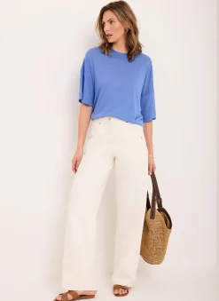 Online Linen Blend Boxy T-Shirt T-Shirts|T-Shirts