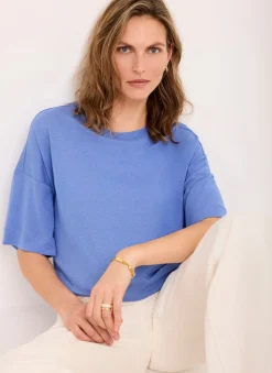 Online Linen Blend Boxy T-Shirt T-Shirts|T-Shirts