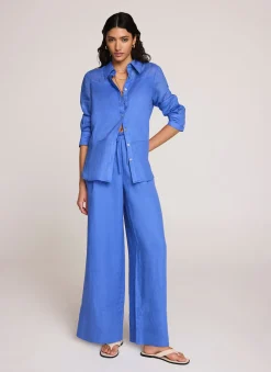 Hot Linen Drawstring Wide Leg Trousers Wide Leg Trousers|Trousers