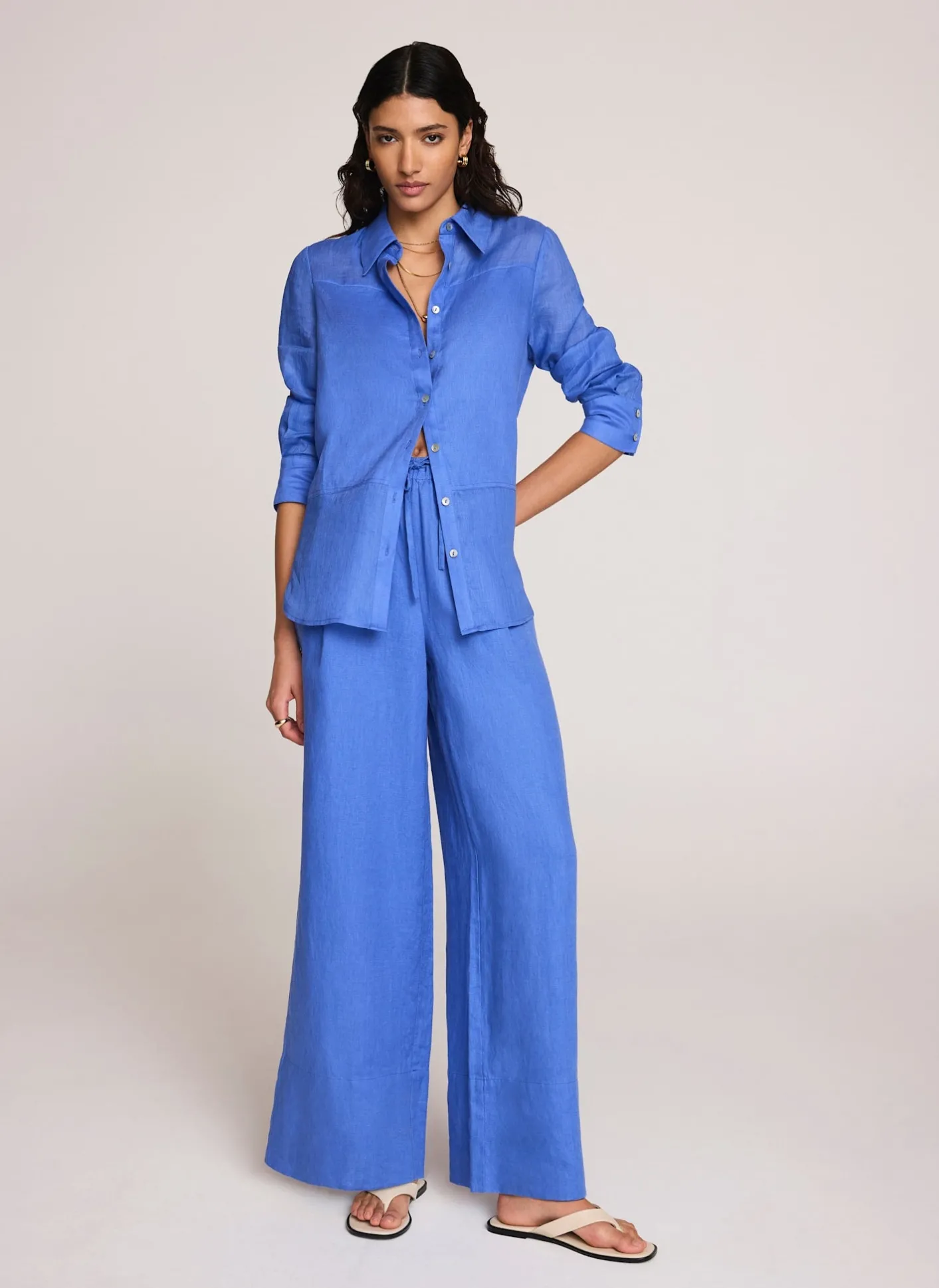 Hot Linen Drawstring Wide Leg Trousers Wide Leg Trousers|Trousers