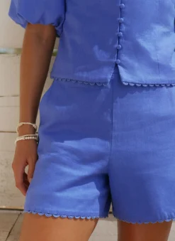 Online Linen Scallop Hem Shorts Shorts|Trousers