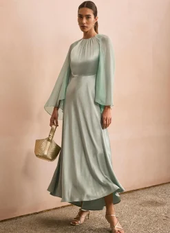 Discount Satin Cape Maxi Dress Occasion Dresses|Occasion Dresses