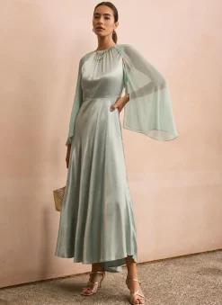 Discount Satin Cape Maxi Dress Occasion Dresses|Occasion Dresses