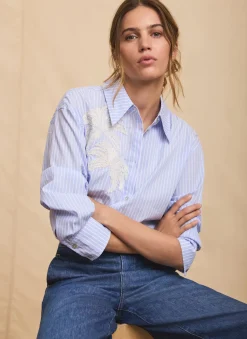 Hot Stripe Embroidered Shirt Shirts & Blouses