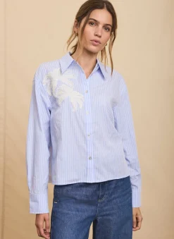 Hot Stripe Embroidered Shirt Shirts & Blouses