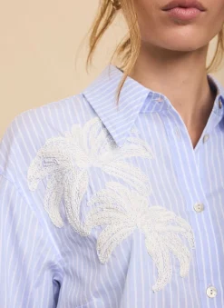 Hot Stripe Embroidered Shirt Shirts & Blouses