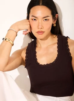 Clearance Crochet Trim Vest Top T-Shirts|T-Shirts