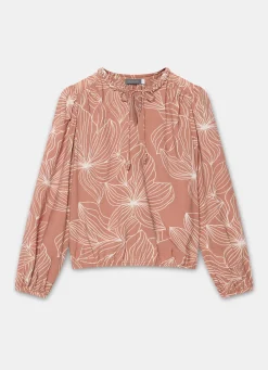 Outlet Brown Floral Print Blouse Shirts & Blouses