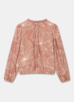 Outlet Brown Floral Print Blouse Shirts & Blouses