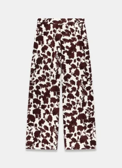 Online Brown Linen Blend Floral Print Wide Leg Trousers Wide Leg Trousers|Trousers