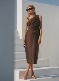 Best Linen Blend Midi Dress Occasion Dresses|Occasion Dresses