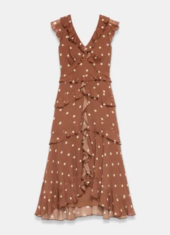 New Polka Dot Print Ruffle Midi Dress Occasion Dresses|Occasion Dresses