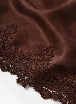 Online Satin Lace Trim Scarf Scarves