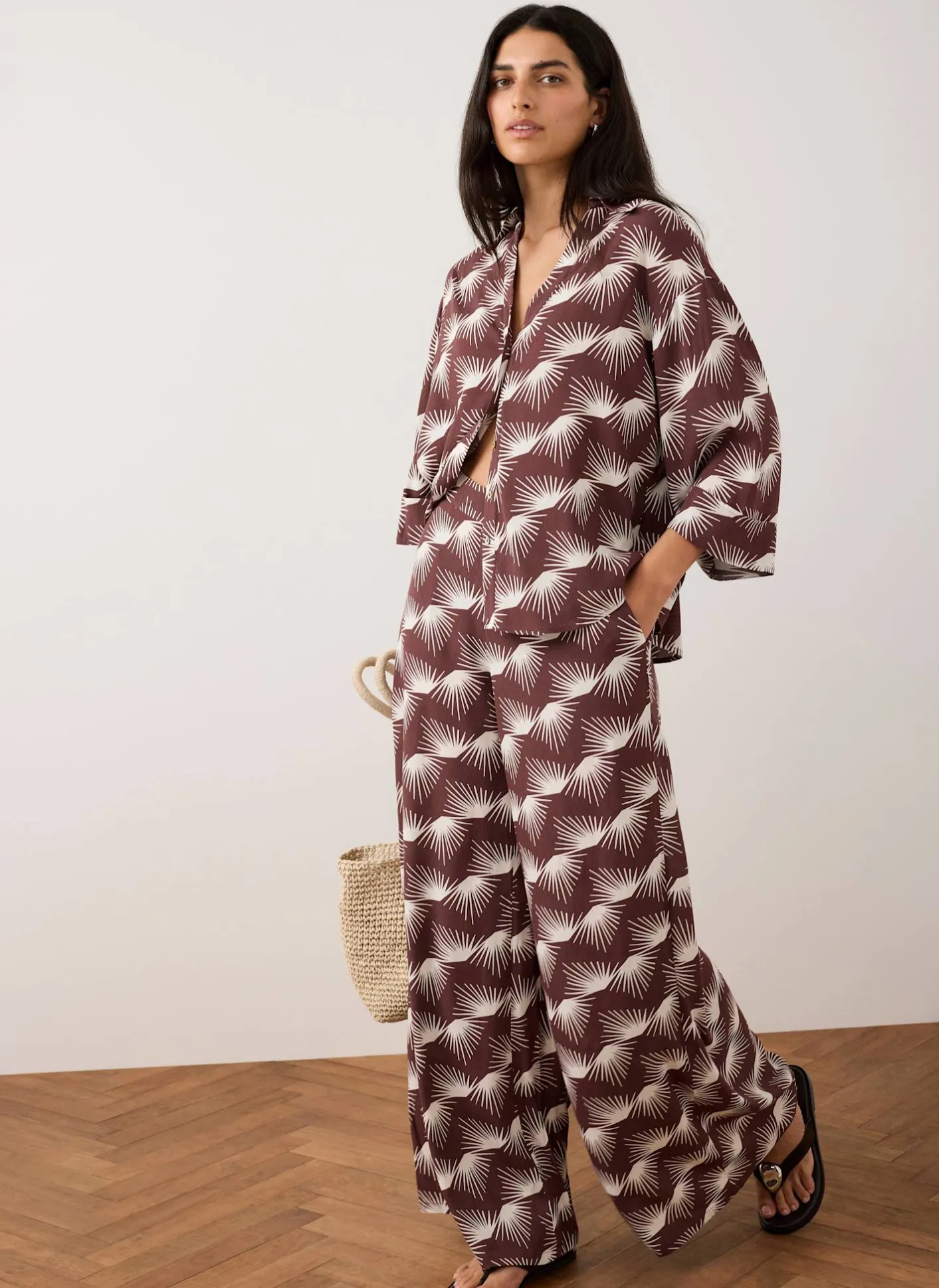 Clearance Graphic Print Wide Leg Trousers Wide Leg Trousers|Trousers