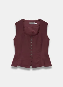 Linen Blend Peplum Waistcoat Waistcoats