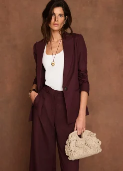 Discount Linen Blend Single Breasted Blazer Jackets