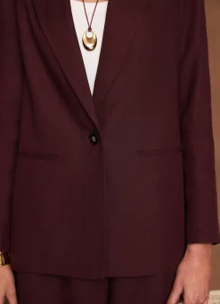 Discount Linen Blend Single Breasted Blazer Jackets