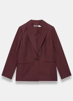 Discount Linen Blend Single Breasted Blazer Jackets