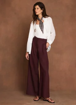 Outlet Linen Blend Wide Leg Trousers Wide Leg Trousers|Trousers