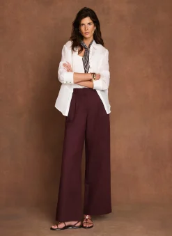 Outlet Linen Blend Wide Leg Trousers Wide Leg Trousers|Trousers