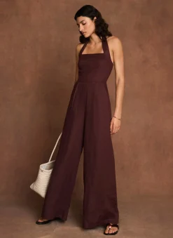 Linen Halter Jumpsuit Linen Dresses|Jumpsuits
