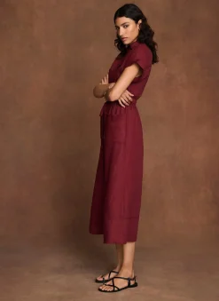 Outlet Linen Midi Shirt Dress Summer Dresses|Midi Dresses