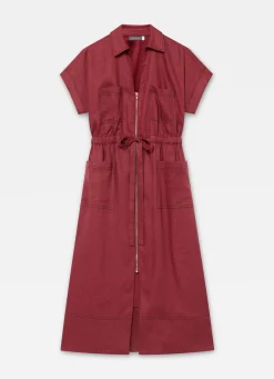 Outlet Linen Midi Shirt Dress Summer Dresses|Midi Dresses