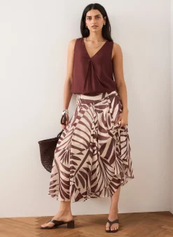 Online Palm Print Maxi Skirt Maxi Skirts|Skirts
