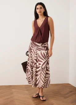 Online Palm Print Maxi Skirt Maxi Skirts|Skirts