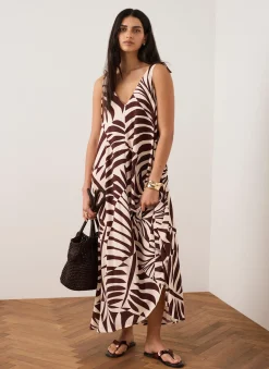 Discount Palm Print Maxi Dress Summer Dresses|Maxi Dresses