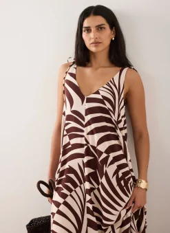Discount Palm Print Maxi Dress Summer Dresses|Maxi Dresses