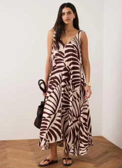 Discount Palm Print Maxi Dress Summer Dresses|Maxi Dresses