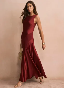 Hot Satin Panelled Maxi Dress Occasion Dresses|Occasion Dresses