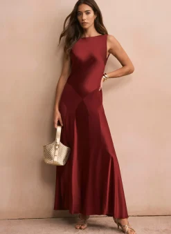 Hot Satin Panelled Maxi Dress Occasion Dresses|Occasion Dresses