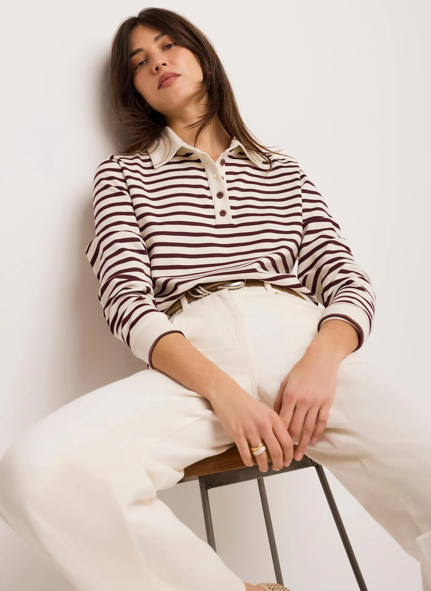 Hot Stripe Polo Shirt Top All Tops|Tops
