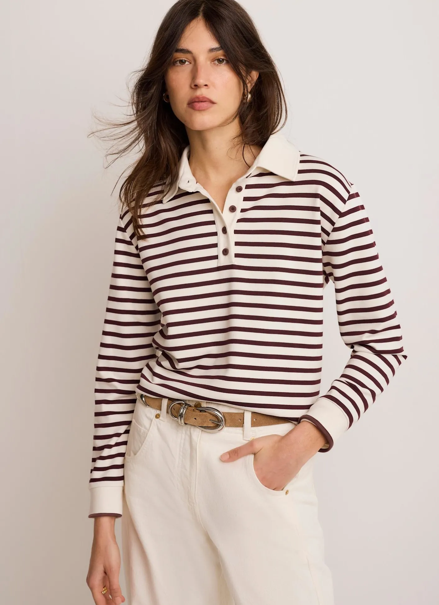Hot Stripe Polo Shirt Top All Tops|Tops