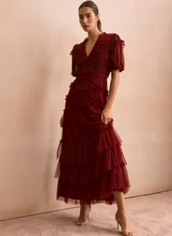 New Tulle Ruffle Maxi Dress Occasion Dresses|Occasion Dresses