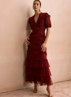 New Tulle Ruffle Maxi Dress Occasion Dresses|Occasion Dresses