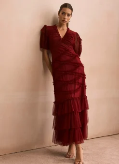 New Tulle Ruffle Maxi Dress Occasion Dresses|Occasion Dresses