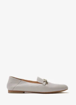 Hot Camille Beige Leather Loafers Flat Shoes
